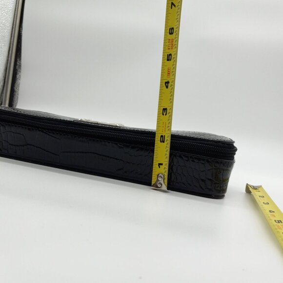 Liz Claiborne Black Faux Croc Jewelry Travel Bag Pouch Organizer Zipper - Picture 6 of 11